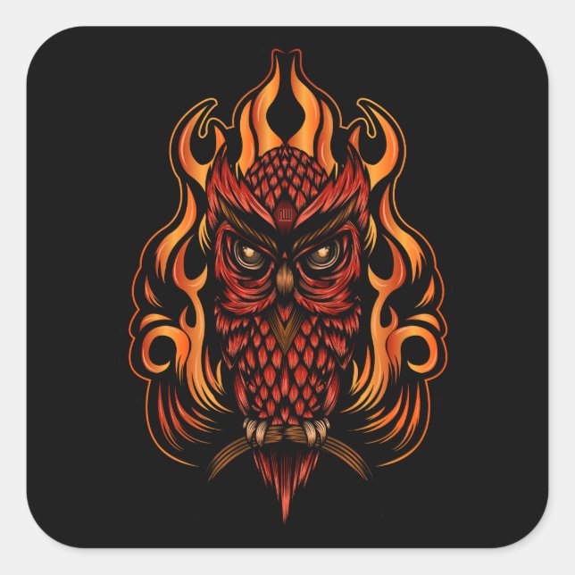 Fire Owl Square Sticker (Front)