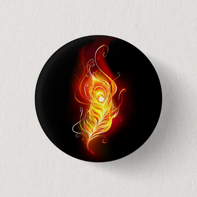 Fire Peacock Feather 3 Cm Round Badge (Front)
