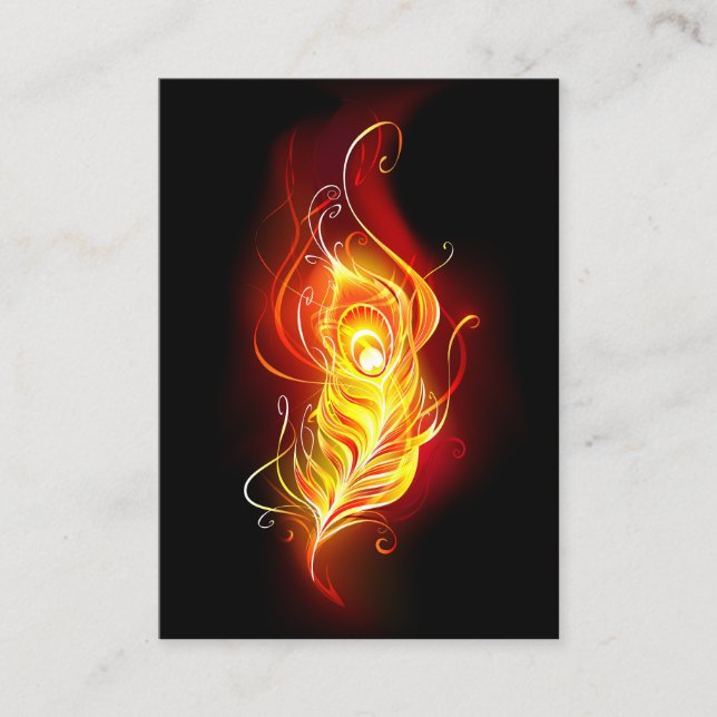 Fire Peacock Feather Appointment Card (Front)