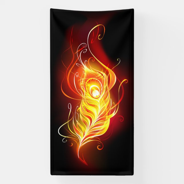 Fire Peacock Feather Banner (Vertical)