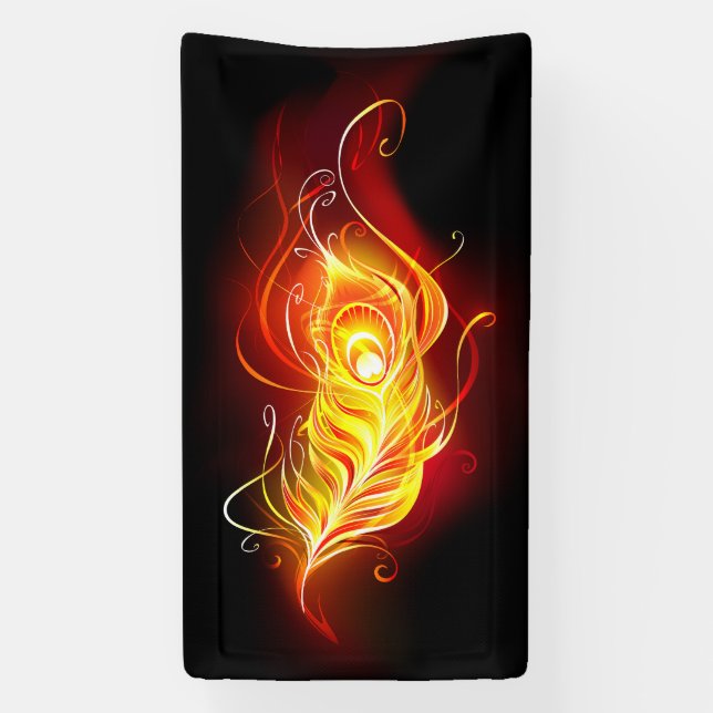 Fire Peacock Feather Banner (Vertical)