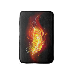 Fire Peacock Feather Bath Mat