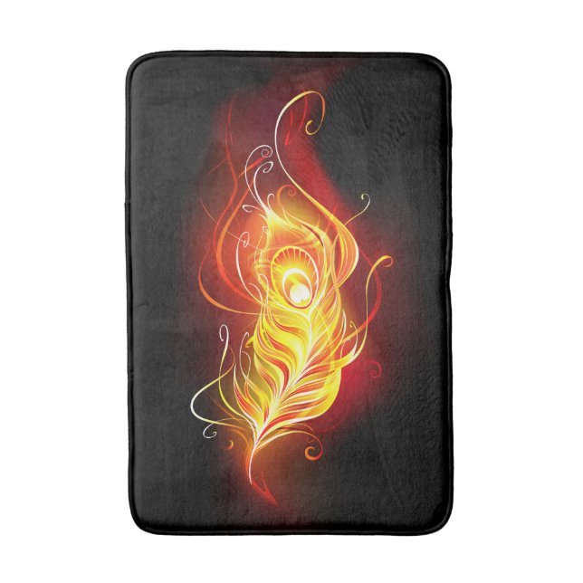 Fire Peacock Feather Bath Mat (Front Vertical)