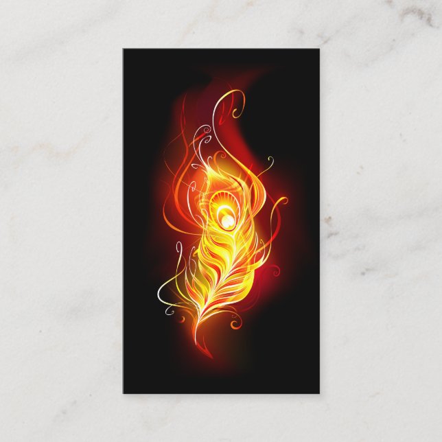 Fire Peacock Feather Business Card (Front)
