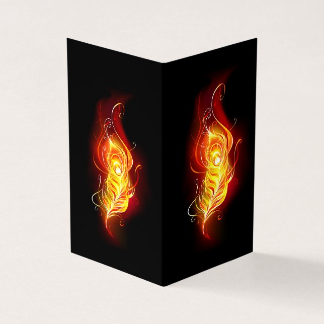 Fire Peacock Feather Business Card (Outside)