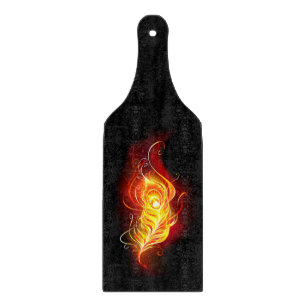 Fire Peacock Feather Cutting Board