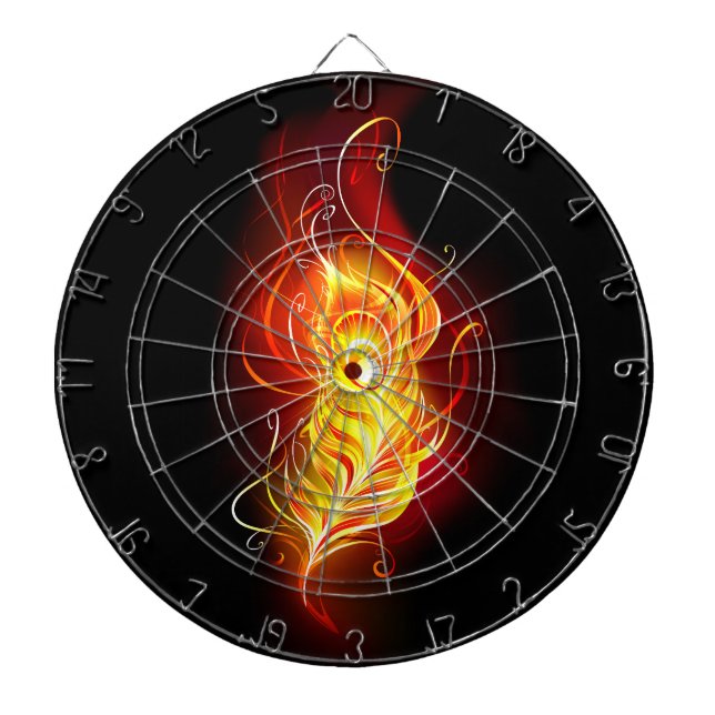 Fire Peacock Feather Dartboard (Front)