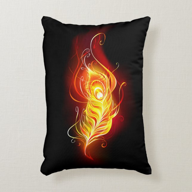 Fire Peacock Feather Decorative Cushion (Front(Vertical))