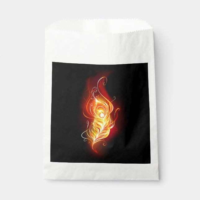 Fire Peacock Feather Favour Bag (Front)