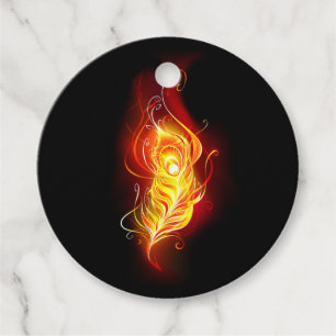Fire Peacock Feather Favour Tags