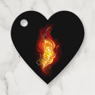 Fire Peacock Feather Favour Tags