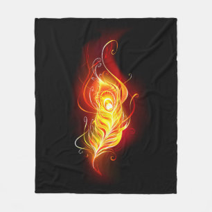 Fire Peacock Feather Fleece Blanket