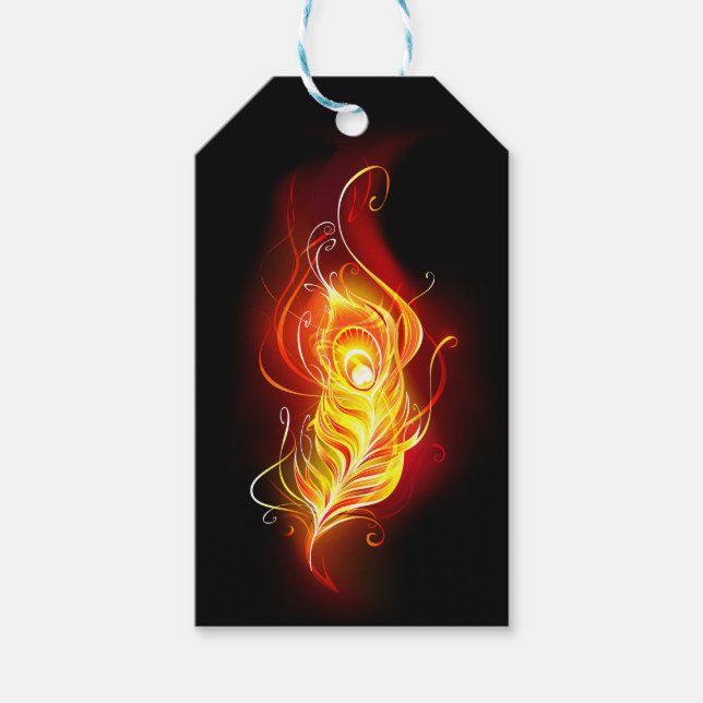 Fire Peacock Feather Gift Tags (Front)