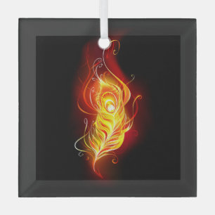 Fire Peacock Feather Glass Tree Decoration