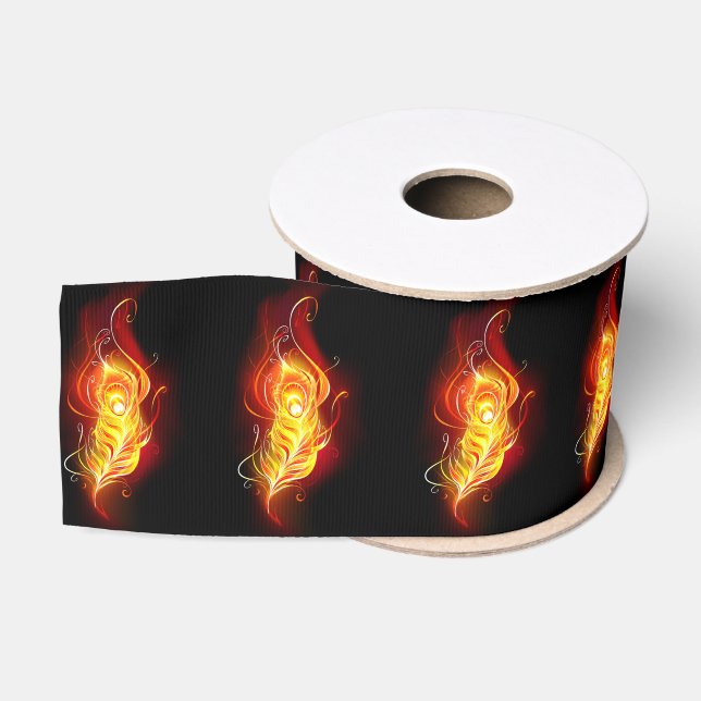 Fire Peacock Feather Grosgrain Ribbon (Spool)