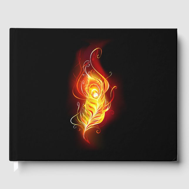Fire Peacock Feather Guest Book (Front)