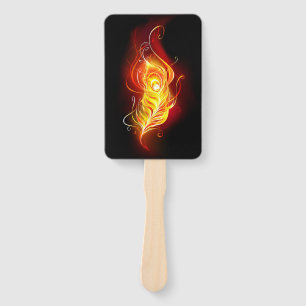 Fire Peacock Feather Hand Fan
