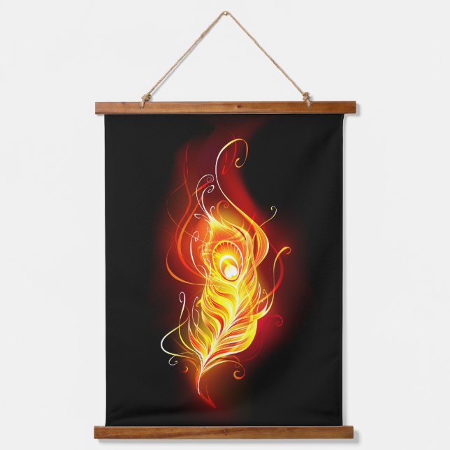 Fire Peacock Feather Hanging Tapestry (Front)