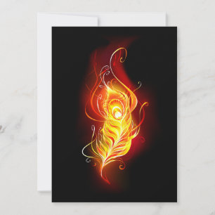 Fire Peacock Feather Holiday Card