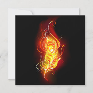 Fire Peacock Feather Holiday Card