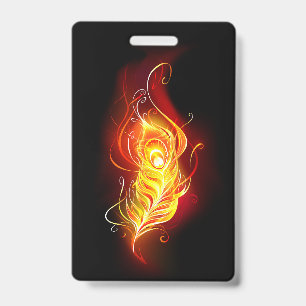 Fire Peacock Feather ID Badge