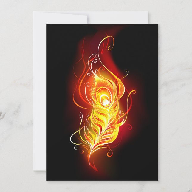 Fire Peacock Feather Invitation (Front)