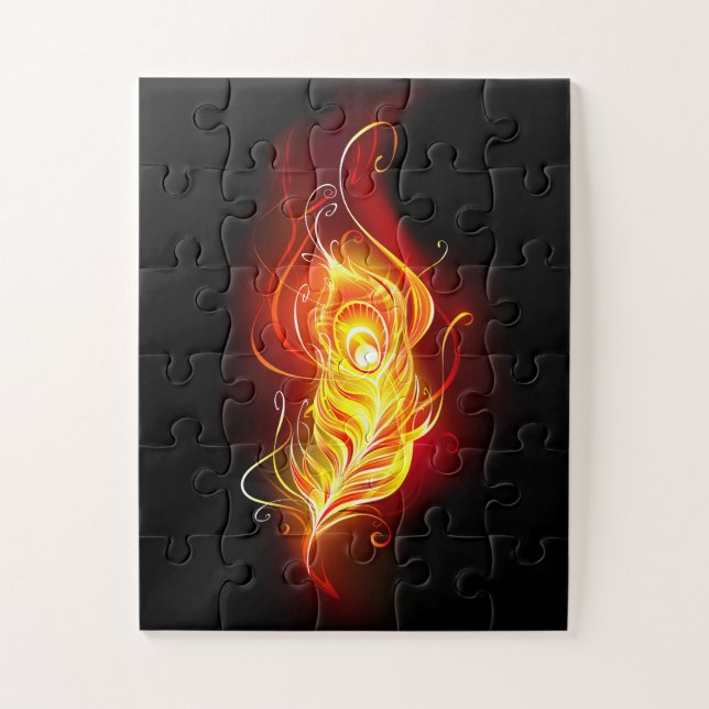Fire Peacock Feather Jigsaw Puzzle (Vertical)