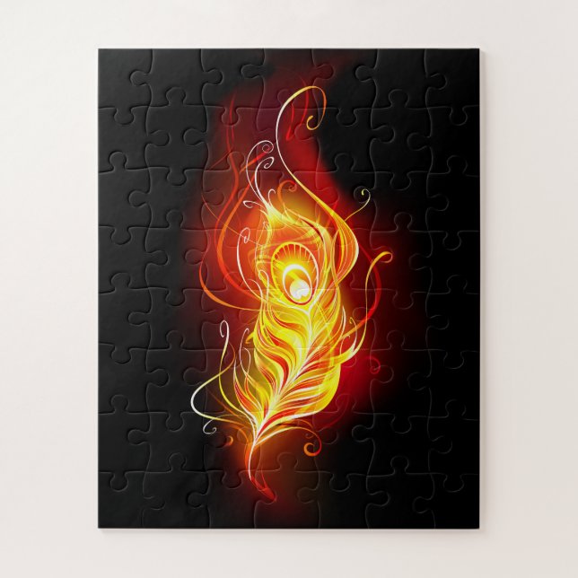 Fire Peacock Feather Jigsaw Puzzle (Vertical)