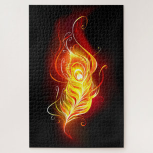 Fire Peacock Feather Jigsaw Puzzle