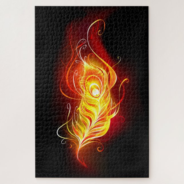 Fire Peacock Feather Jigsaw Puzzle (Vertical)