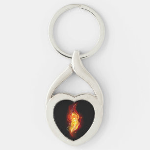 Fire Peacock Feather Key Ring