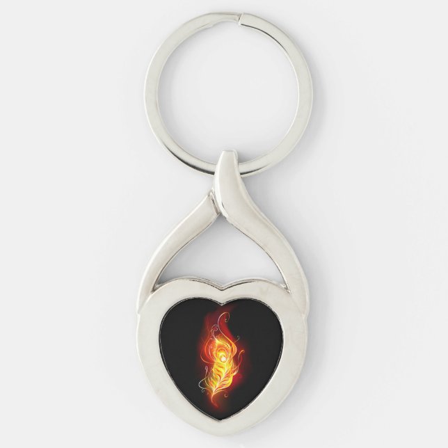Fire Peacock Feather Key Ring (Front)