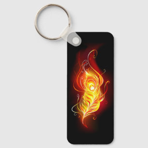 Fire Peacock Feather Key Ring