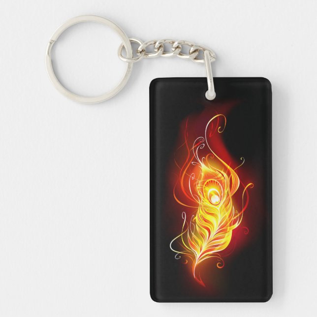 Fire Peacock Feather Key Ring (Front)