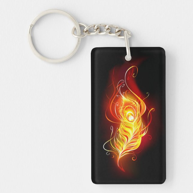 Fire Peacock Feather Key Ring (Front)