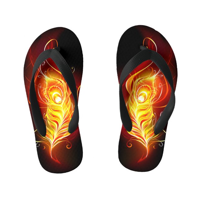 Fire Peacock Feather Kid's Thongs (Footbed)