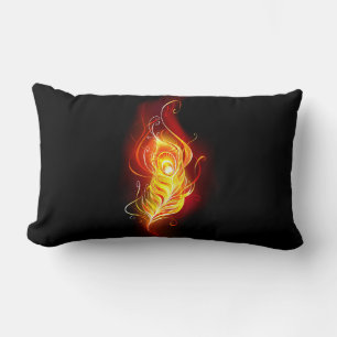 Fire Peacock Feather Lumbar Cushion