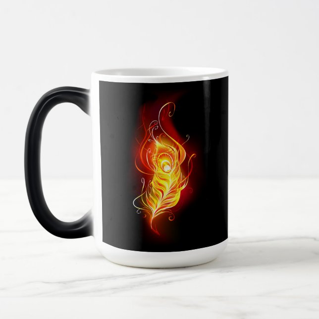 Fire Peacock Feather Magic Mug (Left)