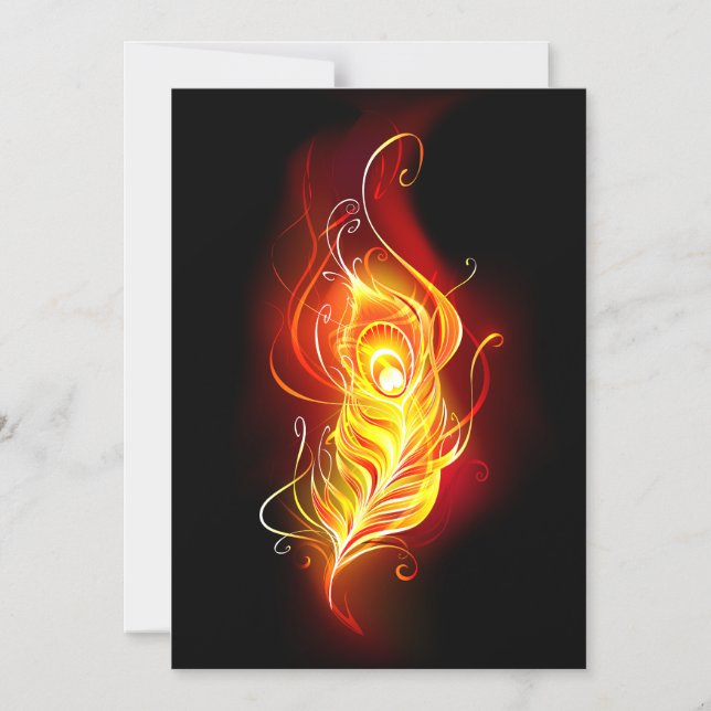 Fire Peacock Feather Magnetic Invitation (Front)