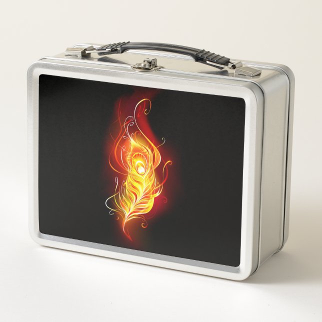 Fire Peacock Feather Metal Lunch Box (Front)