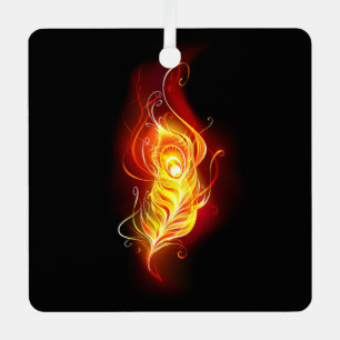 Fire Peacock Feather Metal Tree Decoration