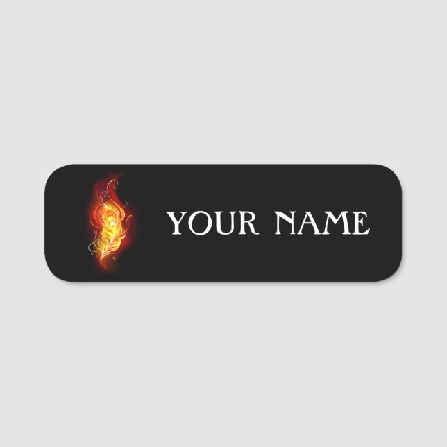 Fire Peacock Feather Name Tag (Front)