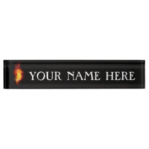 Fire Peacock Feather Nameplate