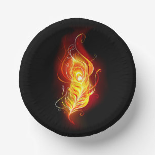 Fire Peacock Feather Paper Plate