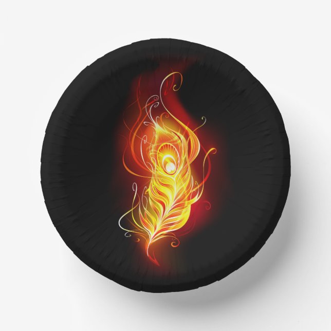 Fire Peacock Feather Paper Plate (Front)