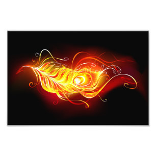 Fire Peacock Feather Photo Print