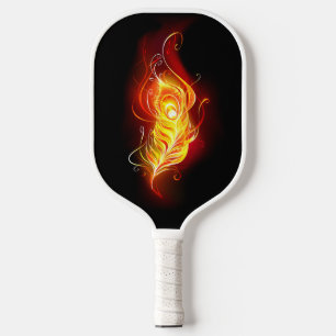 Fire Peacock Feather Pickleball Paddle