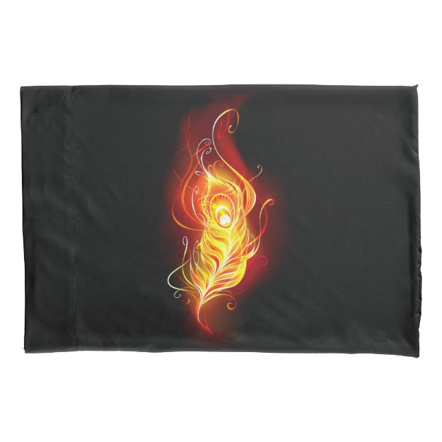 Fire Peacock Feather Pillowcase (Front)