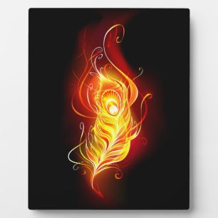 Fire Peacock Feather Plaque