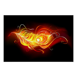 Fire Peacock Feather Poster